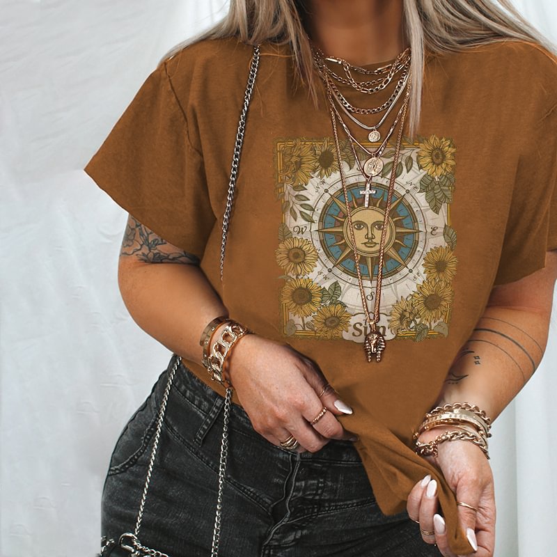 Neojana The Sun Flower Printed Women T-Shirt - Neojana