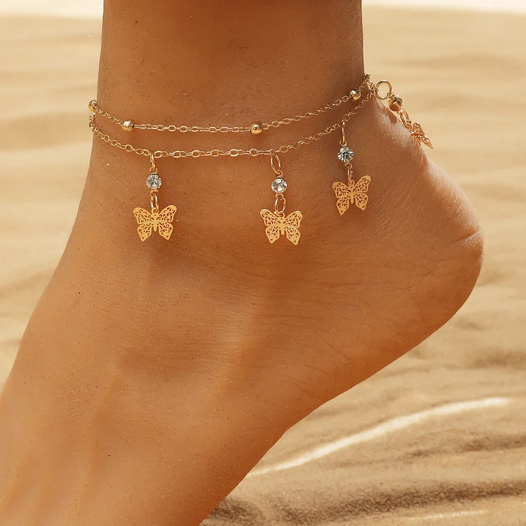 Fashion Rhinestone Butterfly Anklet