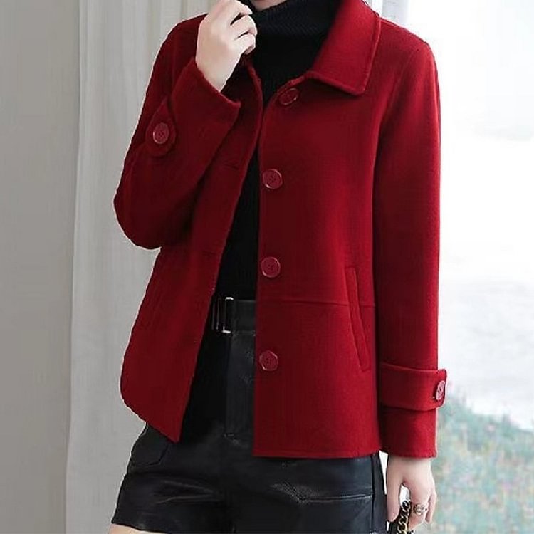 Work Shift Buttoned Long Sleeve Outerwear QueenFunky
