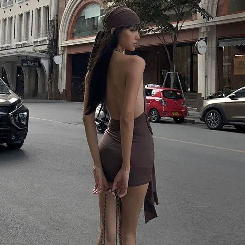 Uveng Uveng Spring New Fashion Sexy Back Royal Sister Wind Deep V Sling Dress