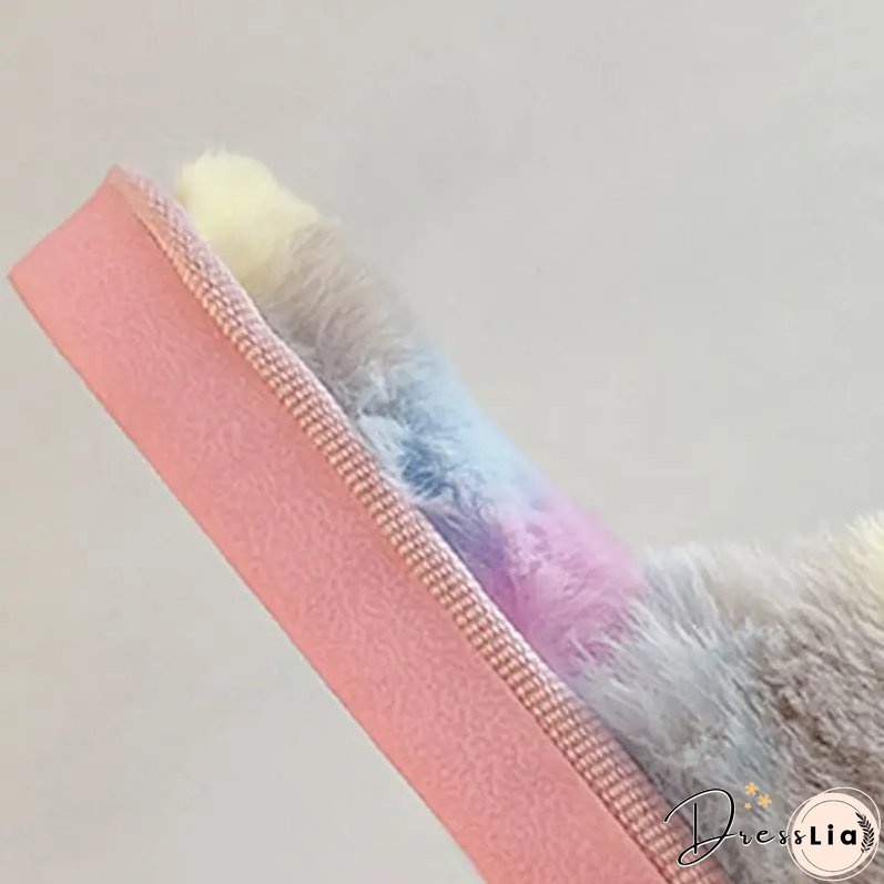 Paziye Colorful Plush Cross Plush Slippers