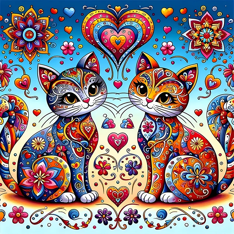 Cat With Mandala Pattern 30*30CM (Canvas) Full Round Drill Diamond Painting gbfke