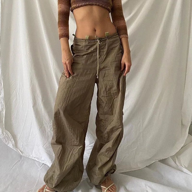 Vstacam Casual Loose Hippie Drawstring Low Waist Baggy Sweatpants Korean Joggers Women Vintage Trousers 90S Streetwear Women Y2k Pants