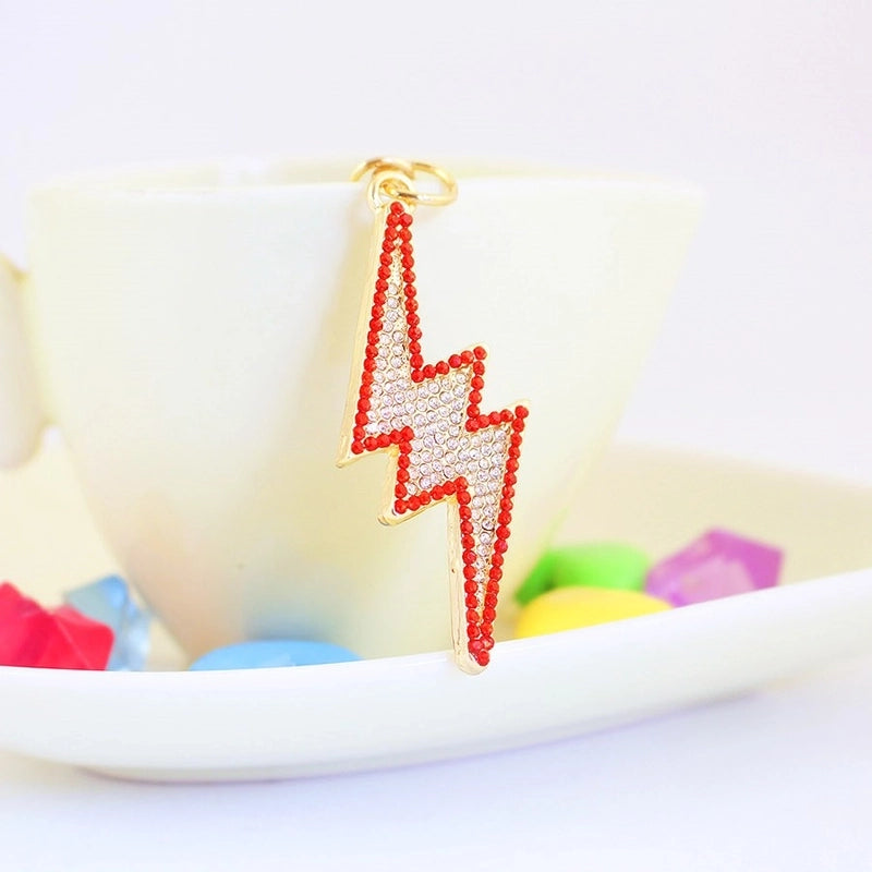 Minimalist Lightning Zinc Alloy Plating Inlay Rhinestones Unisex Bag Pendant Keychain