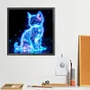 G&eacute;om&eacute;trie particule fluorescente chat-rond foret peinture diamant-40*40cm