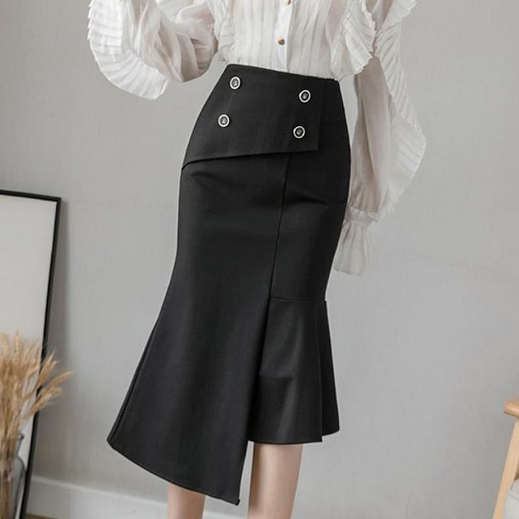 Irregular Skirt High Waist Ruffle Skirt - Modakawa Modakawa