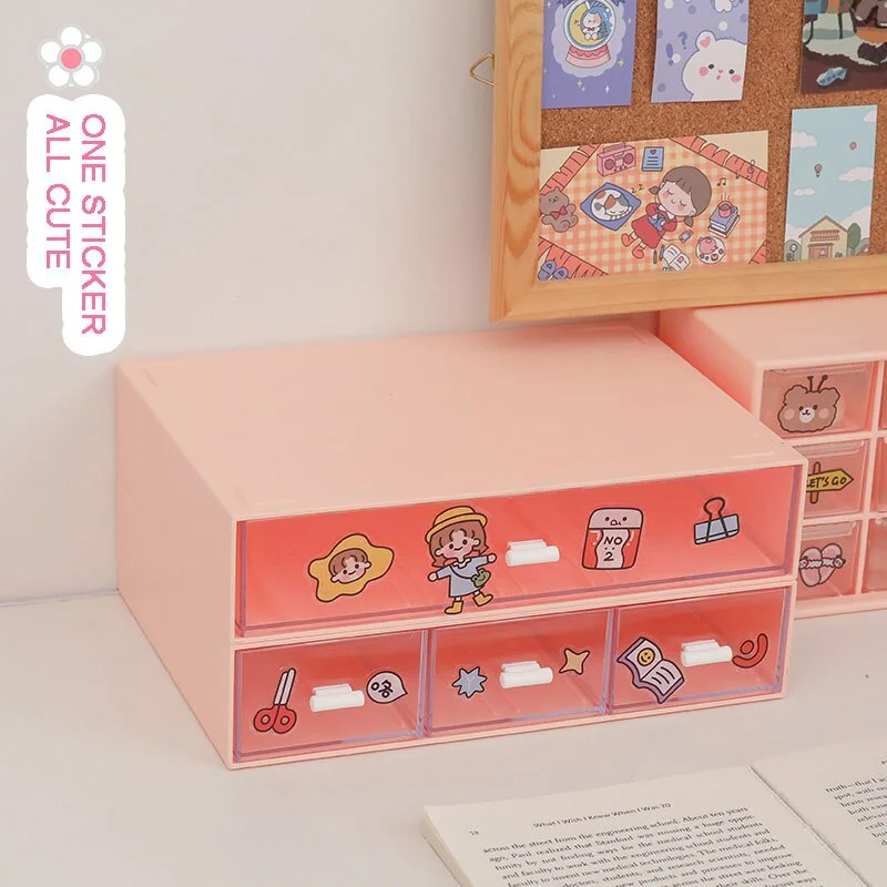 W&G Ins Drawer Type Desktop Storage Box Transparent Student Dormitory Miscellaneous Cosmetics Rack Desk Kawaii Organize Box 2021