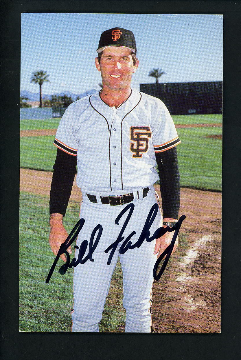 Bill Fahey Signed Autographed official San Francisco Giants post card