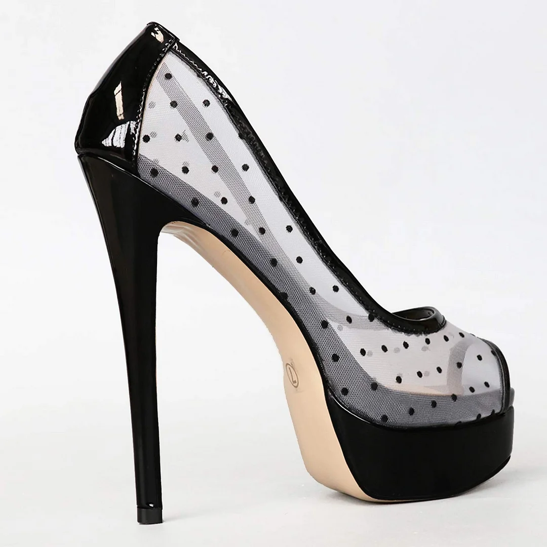 6" Platform Peep Toe Sky High Pumps Patent Shoes-MERUMOTE