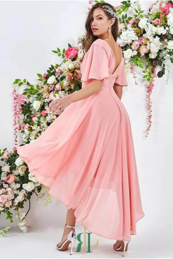 sachin and babi light blue dress Pink V-Neck Sparkly Homecoming Dresses Lace Applique Graduation Dress –  vigocouture main image 1