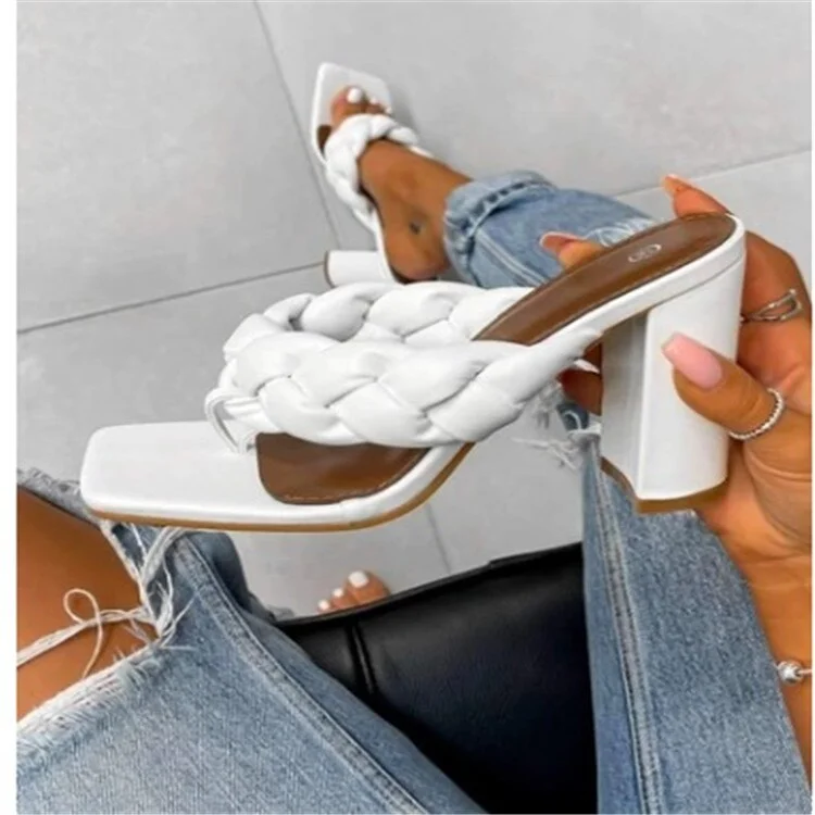 Colourp Summer Women Sandals Square Toe Ladies Heel Mules Sexy High Heels Sandals Slippers Female Fashion Woman Shoes