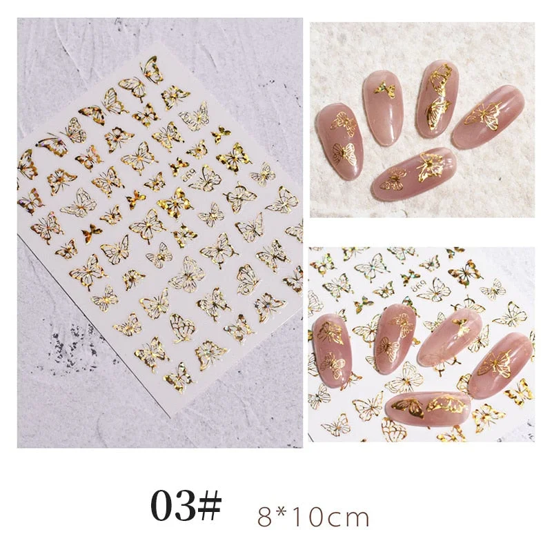 1 Sheet 3D Halloween Nail Sticker Christmas Skull Bone Snake Butterfly Maple Leaf Pattern Decals Manicures 3D Nail Decorations