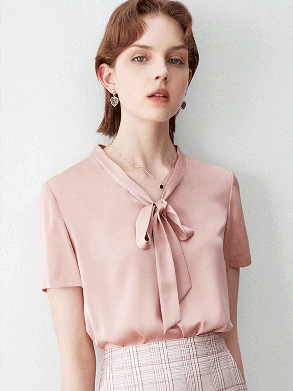Elegant Pink Half Sleeves Silk Blouse REAL SILK LIFE