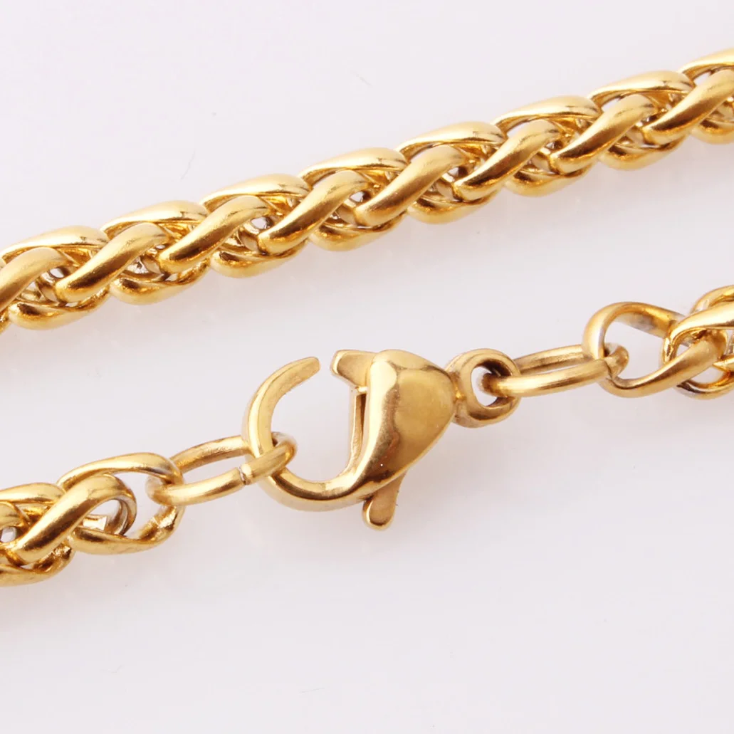 Twist Chain Keel Chain Ball Bead Chain Necklace for Men Women, Gold Titanium Stainless Steel Link Chain Necklace Men Jewelry