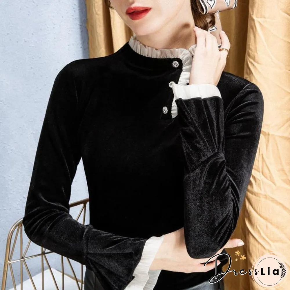 Long Sleeve Black Flannelette Top