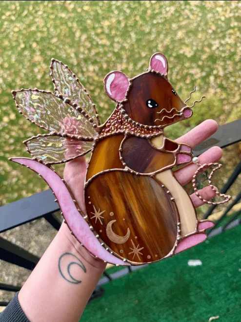 Brown Fairy Rat Stained Glass