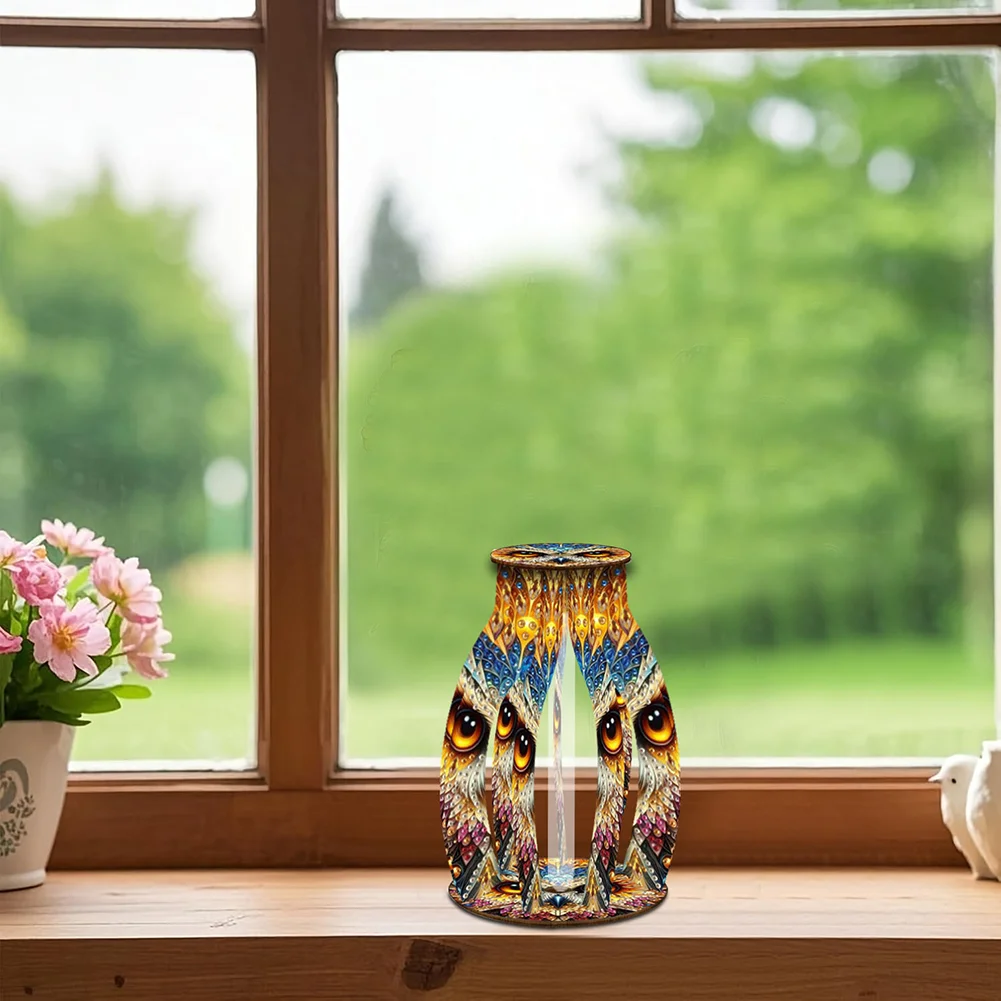 Owl Diamond Painting Flower Vase Desktop Diamond Art Kits for Home Decor