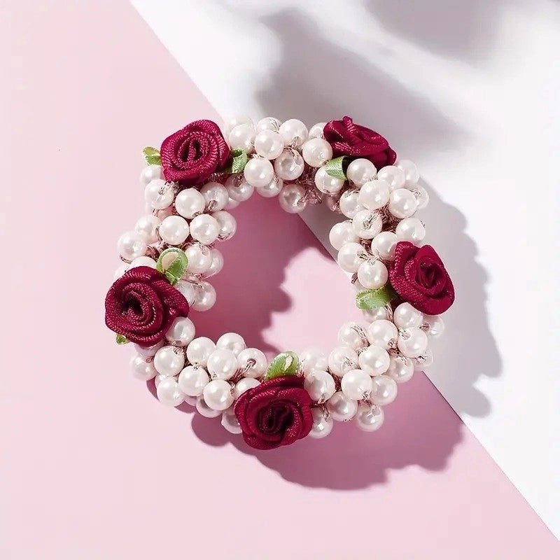 Minimalist Women’s Flower Pearl Hair Tie