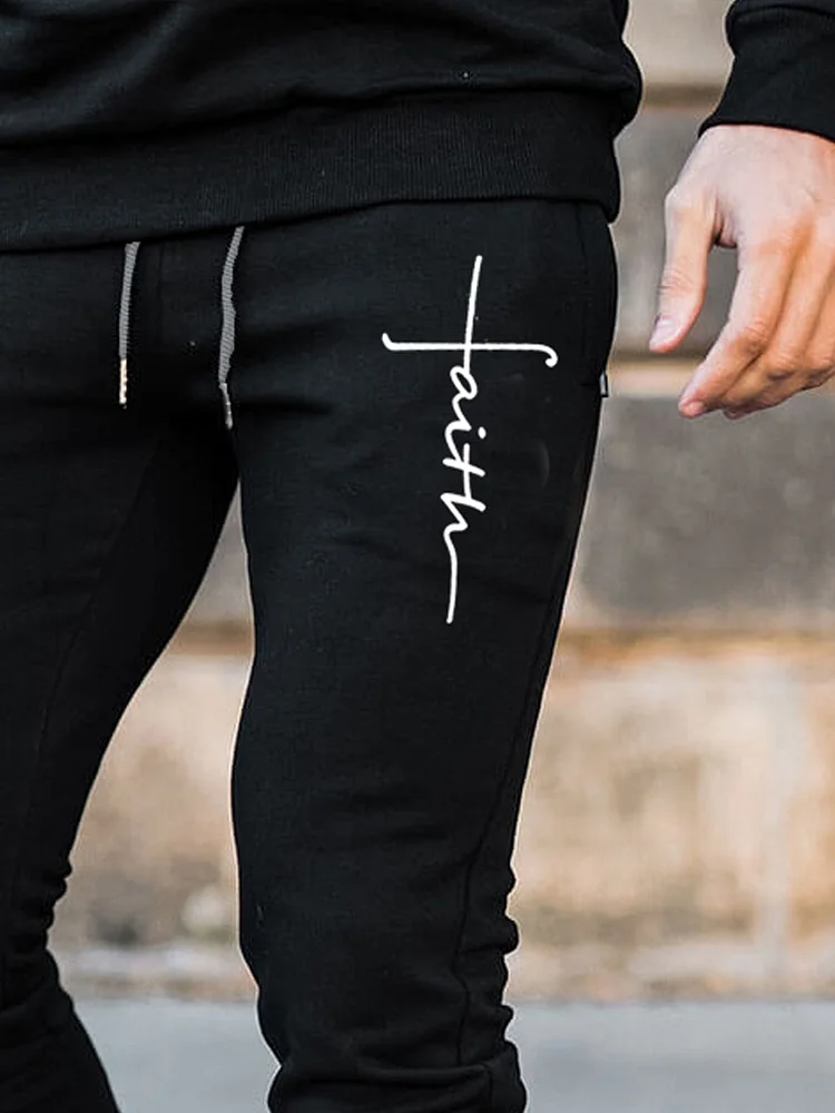 Men's Black Christian Faith Track Pants