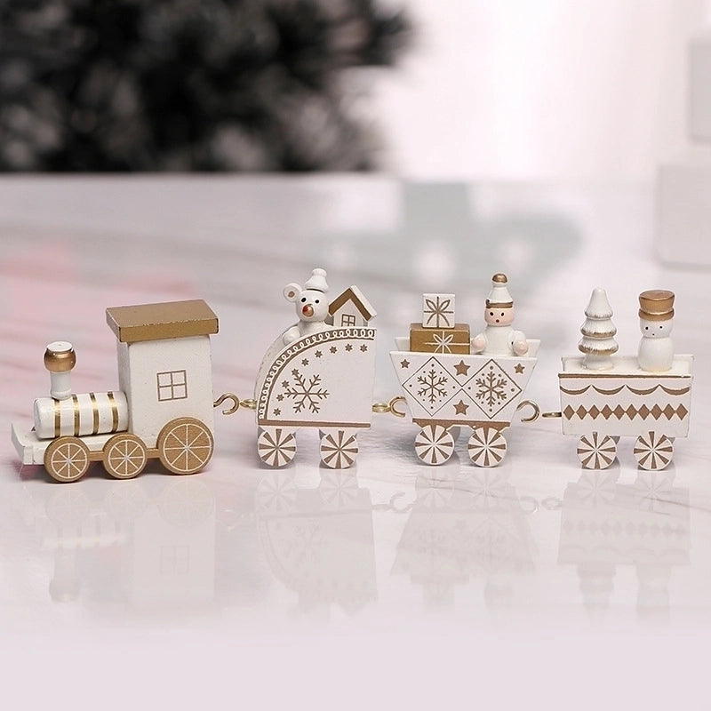 Christmas Fashion Christmas Tree Train Gift Box Wood Indoor Ornaments