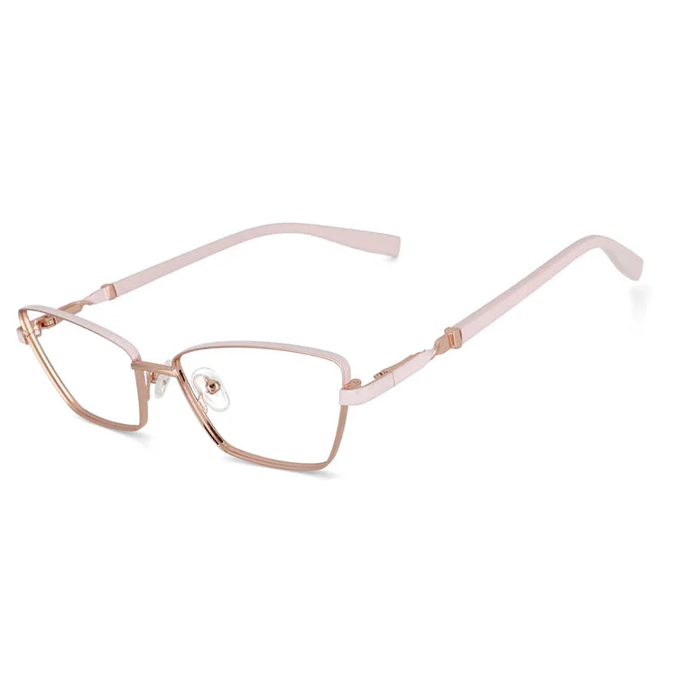 53698 Rectangle Cat Eye Ladies Eyewear Anti Blue Light Lenses Metal Frame Decorative Women's Computer Glasses