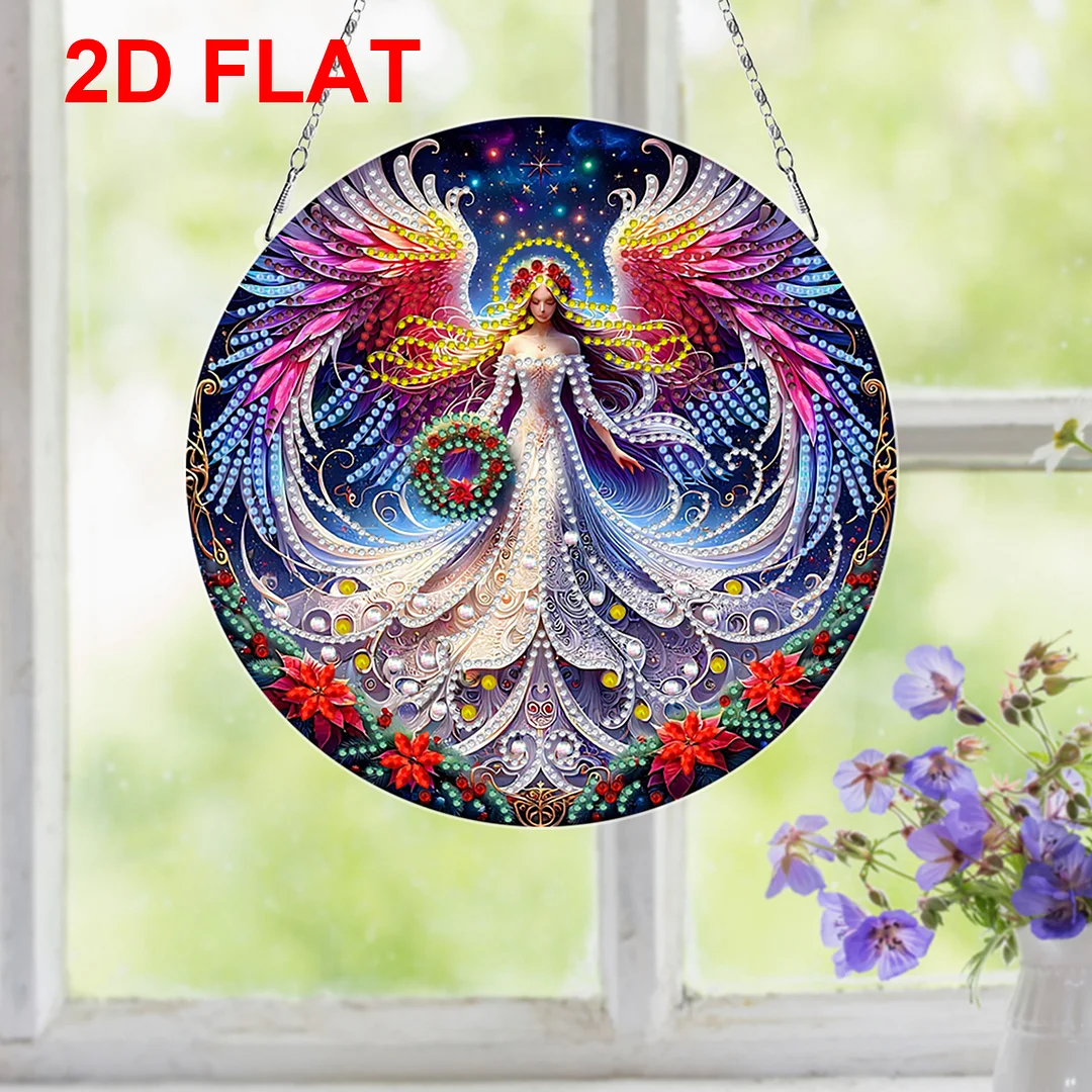 2D Flat DIY Xmas Angel Diamond Art Pendant Double-Sided Diamond Painting Set