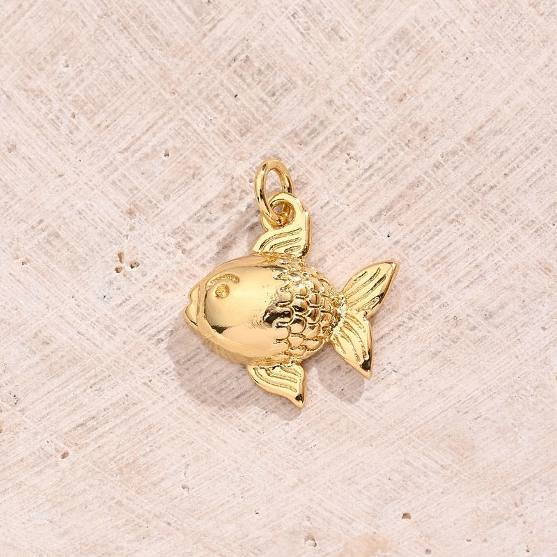 1 Pc/Package 17×16.5mm 19x7mm 23x9mm Hole 3~3.9mm Copper Zircon 18K Gold Plated White Gold Plated Fish Carp Polished Pendant Jewelry Accessories