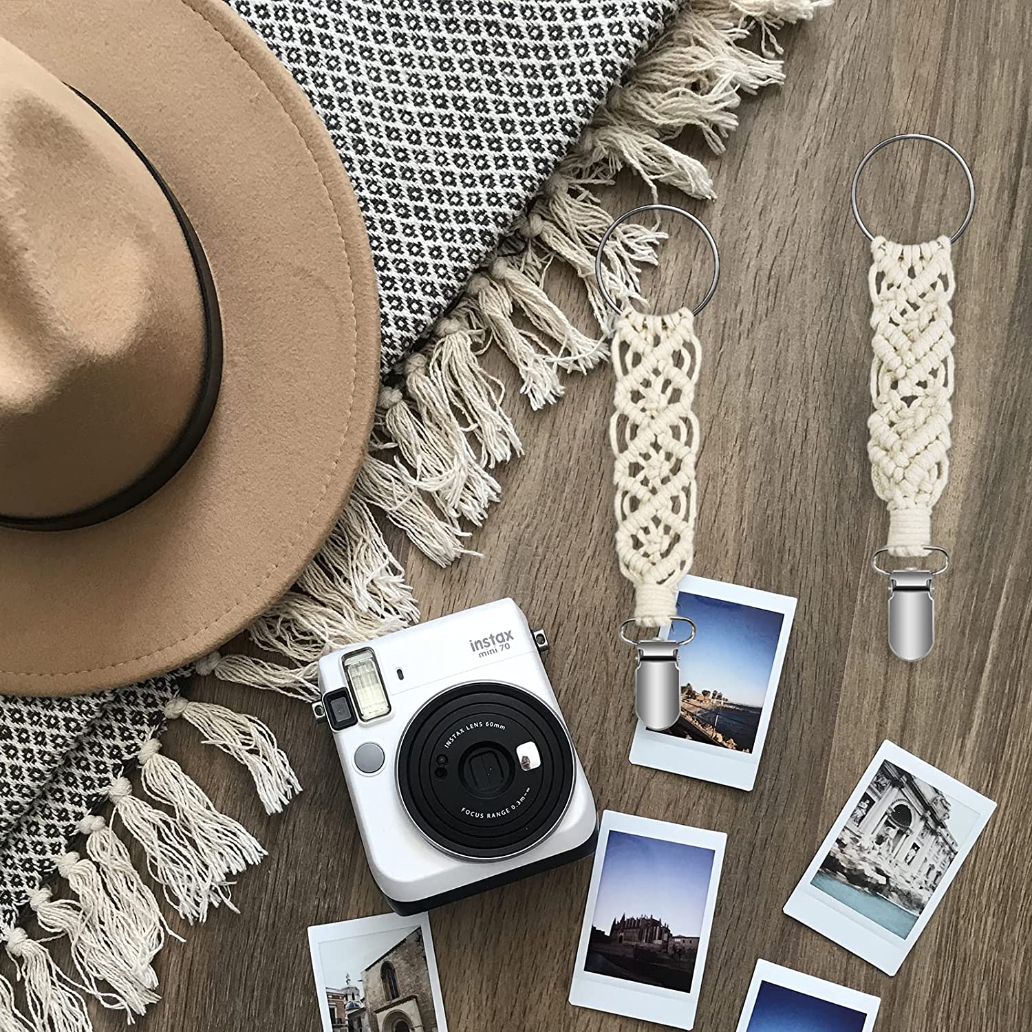 2Pcs Cotton Hat Clip for Travel, Knitting Travel Hat Clip for Bag Backpack Luggage, Hat Travel Clip for Women, Kids, Adults, Outdoor Travel Accessory Chains Hat Companion