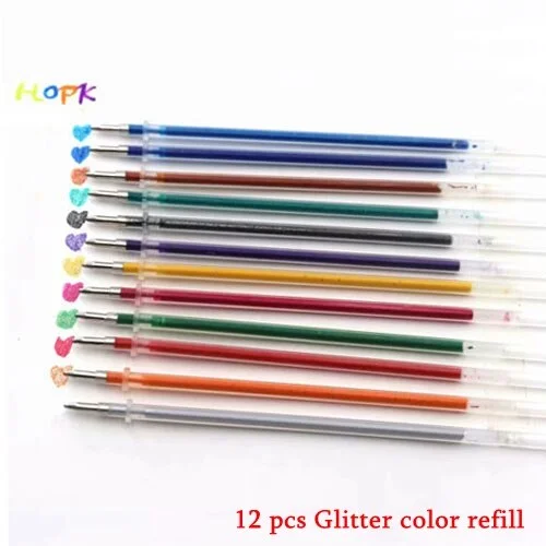 12/24/36 pcs/lot Colors Gel Pen Refill Multi Colored Painting Gel Ink Ballpoint Pens Refills for Student School Stationery