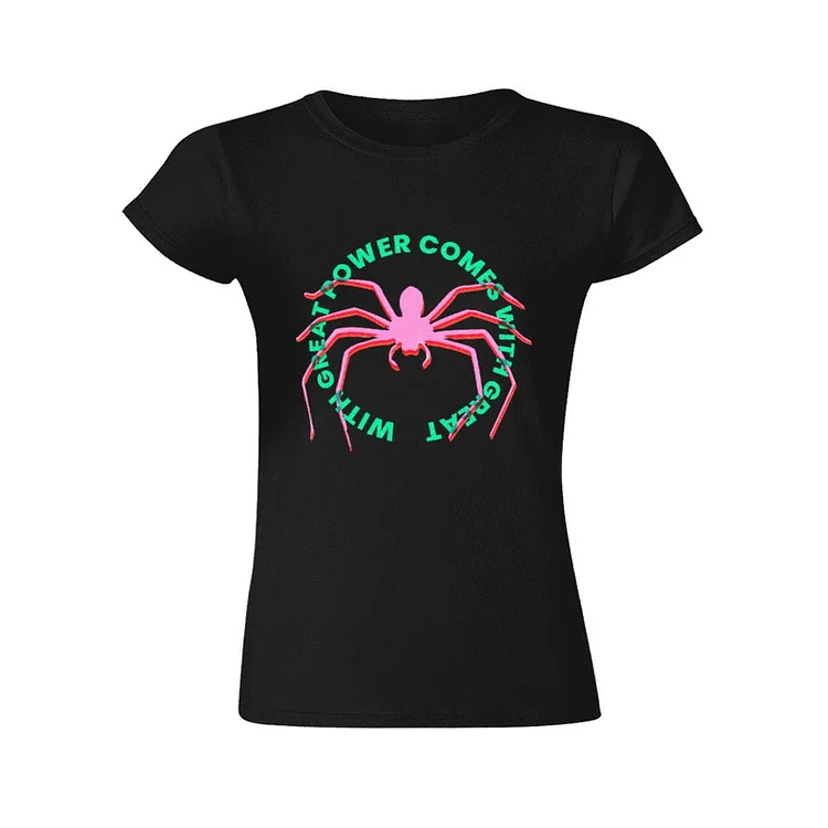 Spider T-Shirt &Agrave; Col Rond &Agrave; Manches Courtes Gildan Pour Femme
