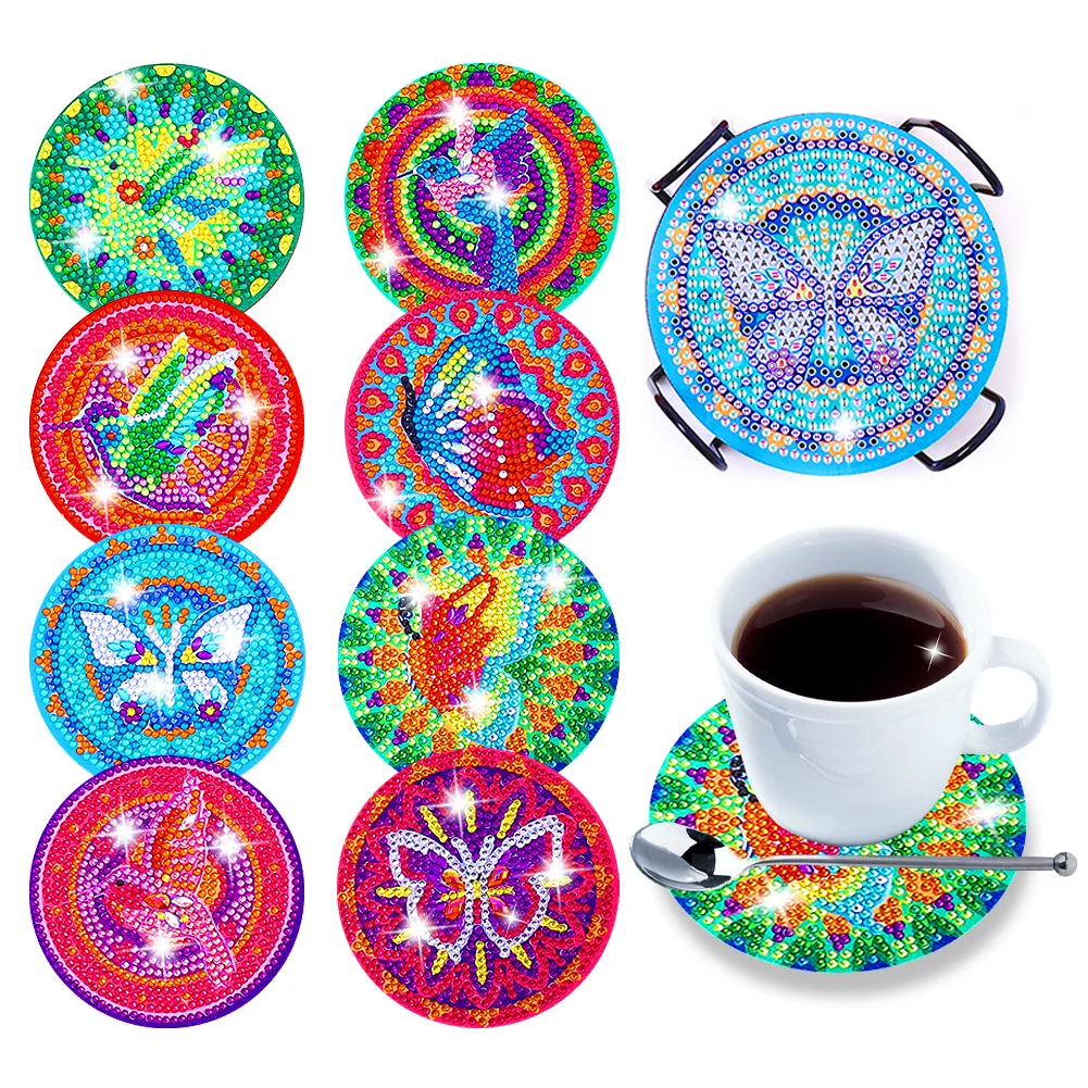 DIY Wooden Animals Coasters Diamond Painting Kits for Beginners, Adults & Kids Art Craft Supplies