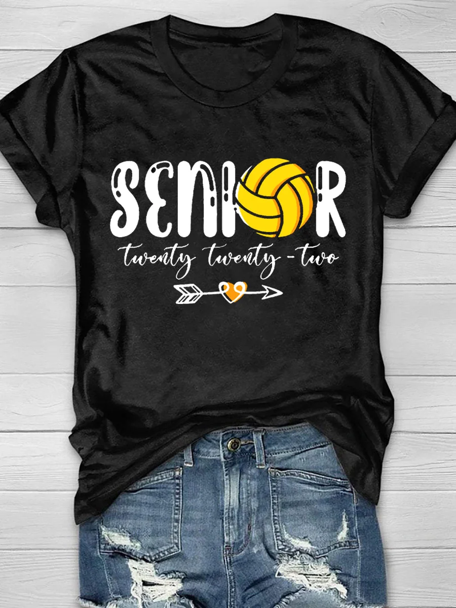 Senior Volleyball Print Short Sleeve T-Shirt
