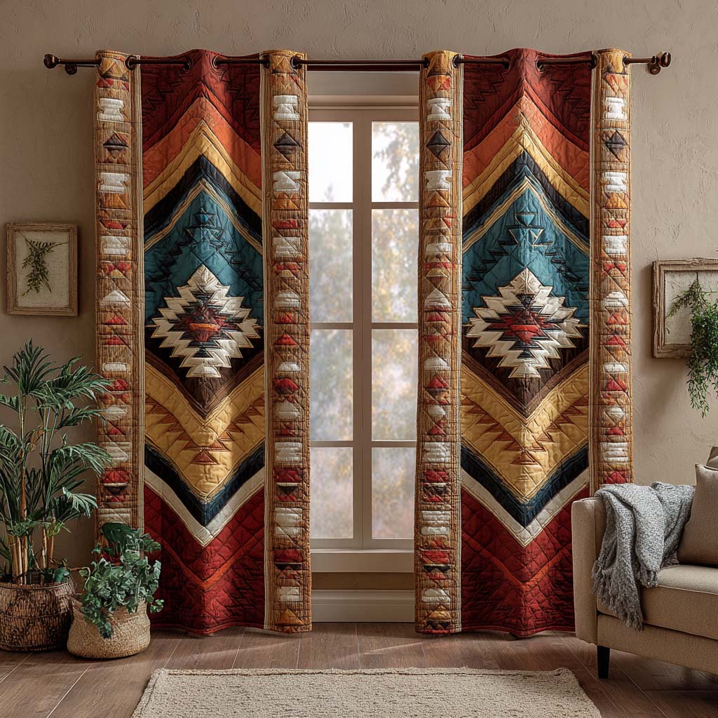Blue Mesa Tribal Printed Quilted  Curtains NCU0XD1877