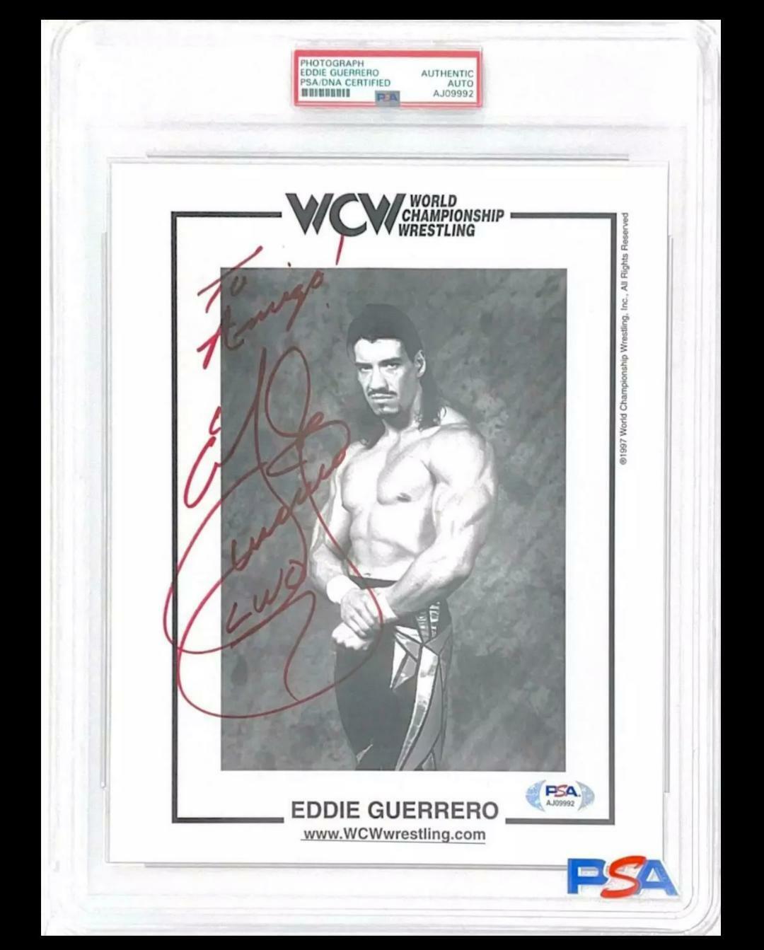 WWE WCW EDDIE GUERRERO HAND SIGNED 8X10 PROMO Photo Poster painting ENCAPSULATED WITH PSA COA