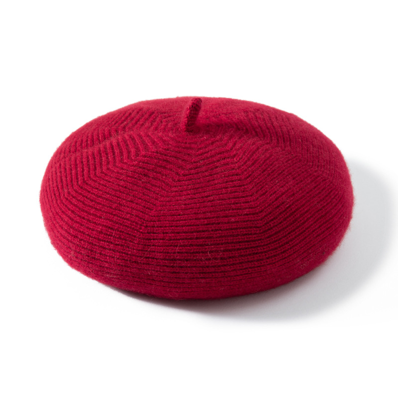 100% Cashmere Beret Stripe Style REAL SILK LIFE
