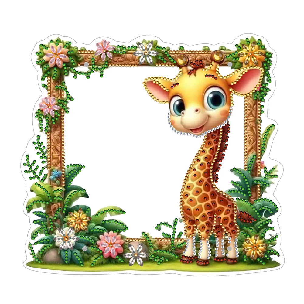 DIY Flower Giraffe Special Shape Diamond Painting Picture Frame for Home Office