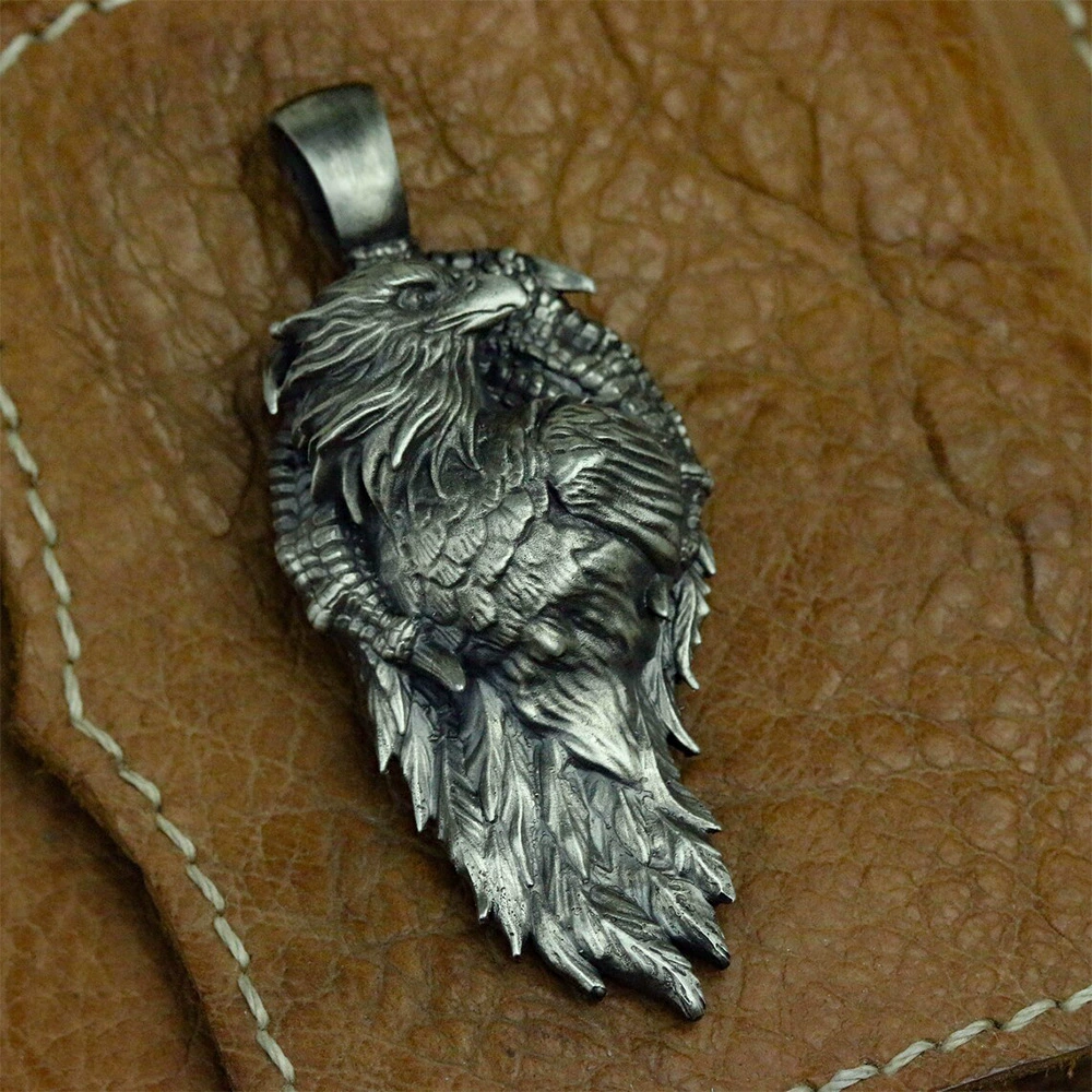 Pure Pewter Viking Eagle Pendant Vintage Personalized Guardian Totem Nordic Wild Neck Accessories