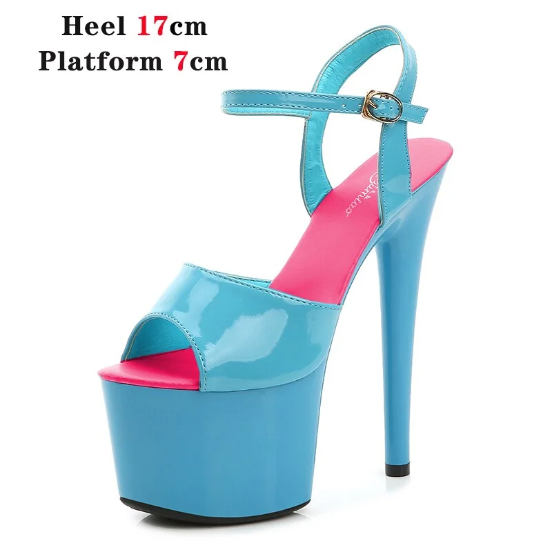 Qengg Mixed Color Shoes Stripper Heels Women Sandals Sexy Shoes Party Club Sandals 17 CM Platform High-heeled Wedding Shoes Pole Dance