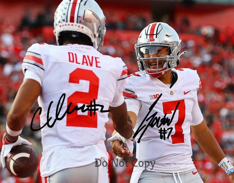 CJ Stroud & Chris Olave Signed Photo Poster painting 8X10 rp Autographed Picture Ohio State buckeyes football