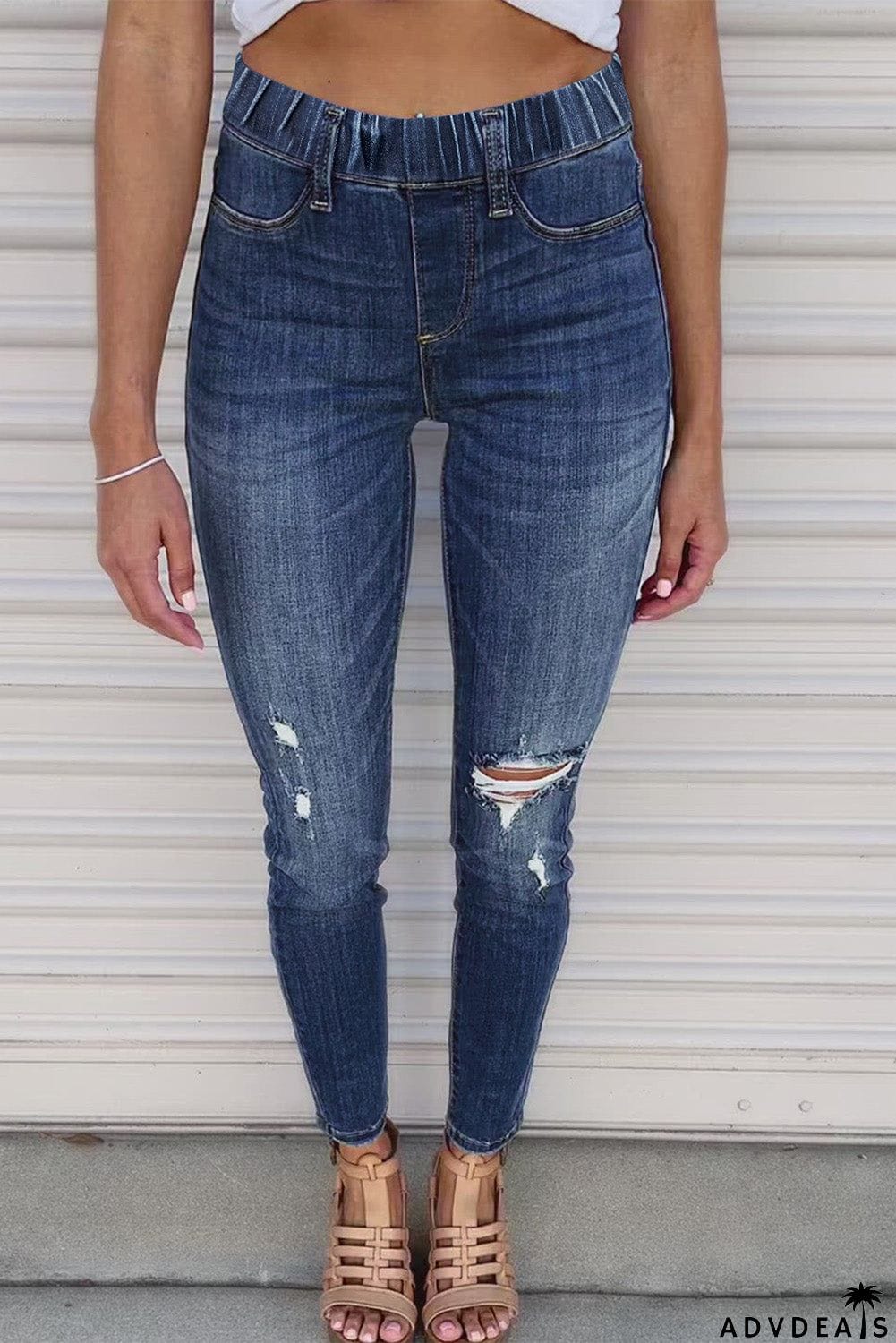 Distressed High Waist Skinny Jeans