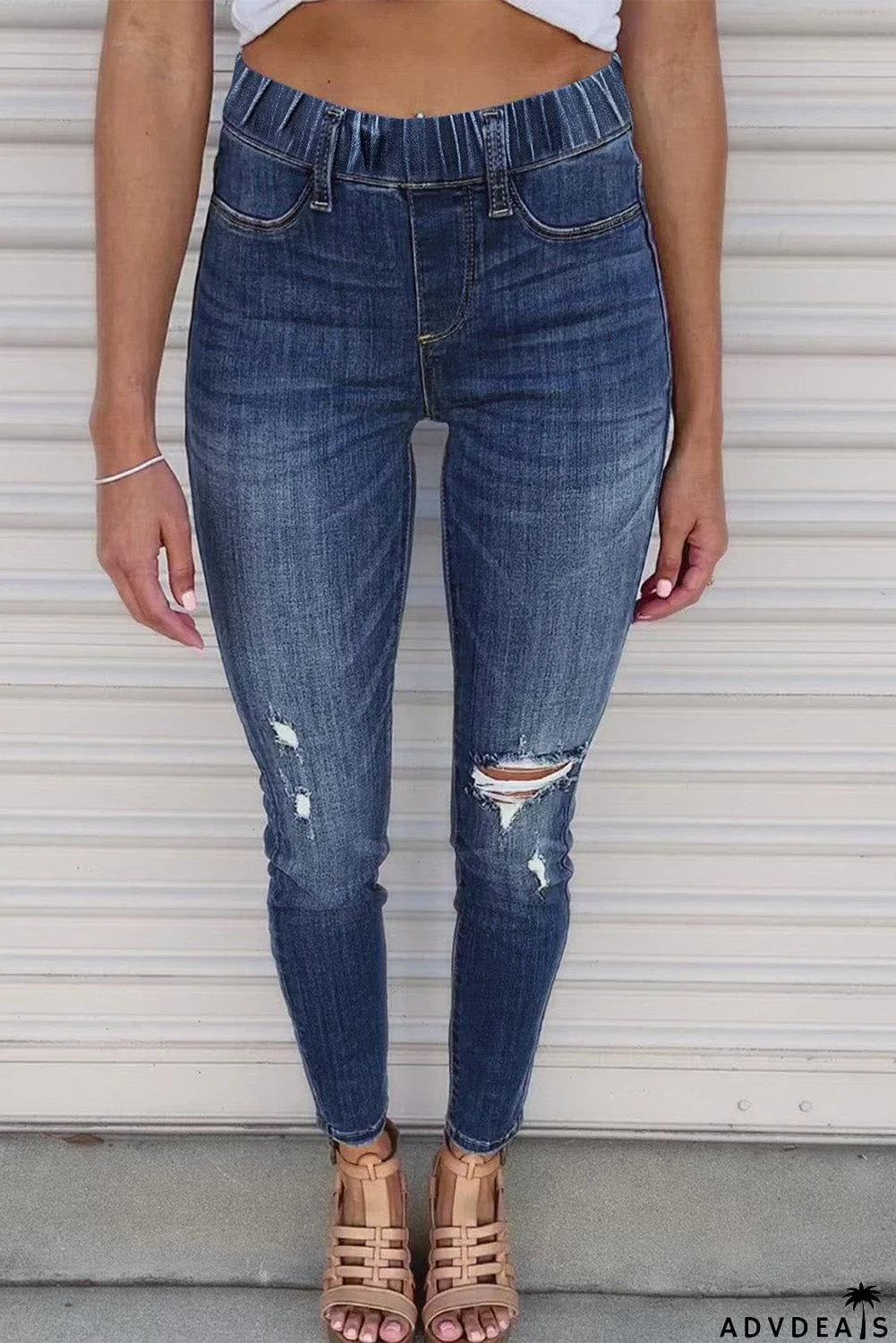 Distressed High Waist Skinny Jeans