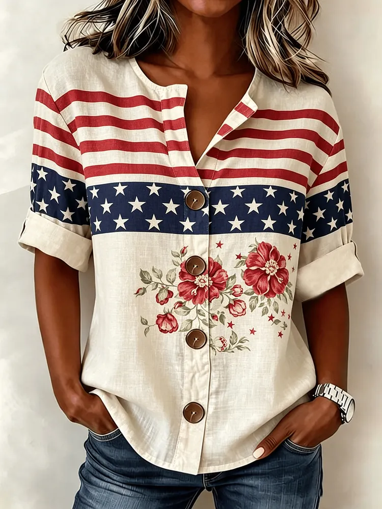 Women's USA 250th Anniversary Print Blouse 