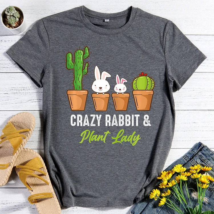 ANB - Crazy Rabbit And Plant Lady T-Shirt-012499