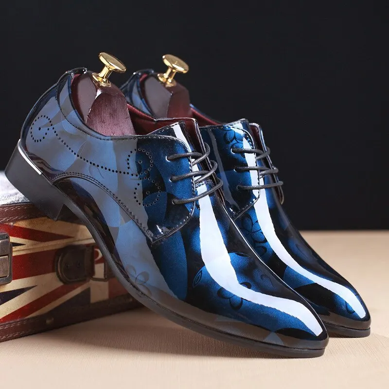 YRZL Leather Shoes for Man Big Size 37-48 Leather Men Shoes Pointed Toe Formal Business Male Wedding Leather Shoes