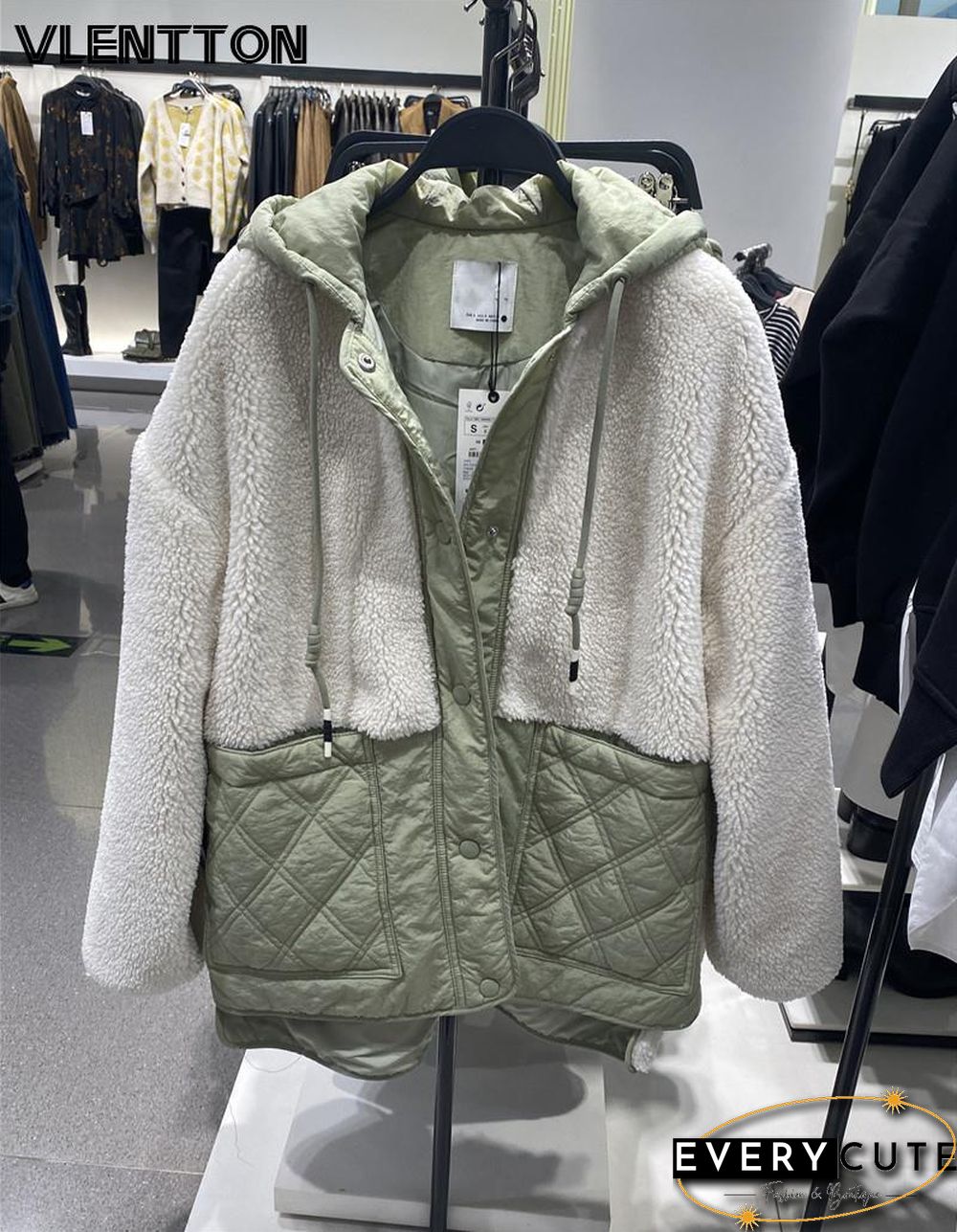 New Winter Women Parkas Hoody Jacket Fleece Lambs wool Coat Padded Outwear Female