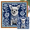 Blue And White Porcelain-Chihuahua-11CT Stamped Cross Stitch 40*40cm/15.75*15.75in