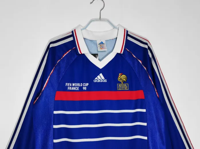 1998 France Home Retro Long Sleeve  Football T-Shirt Thai Quality