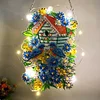 DIY Diamond Painting Hanging Wreath Kit Home Door Decor(Include Chain and Lamp Belt)