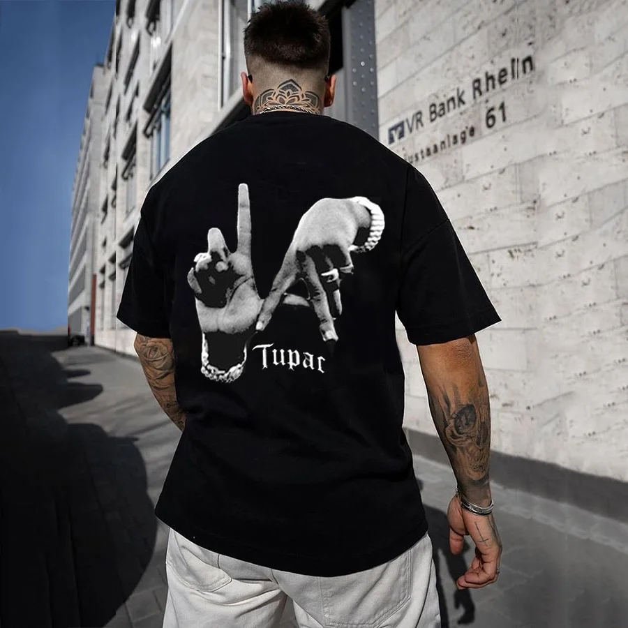 Tupac Hands Print Short Sleeve T-Shirt