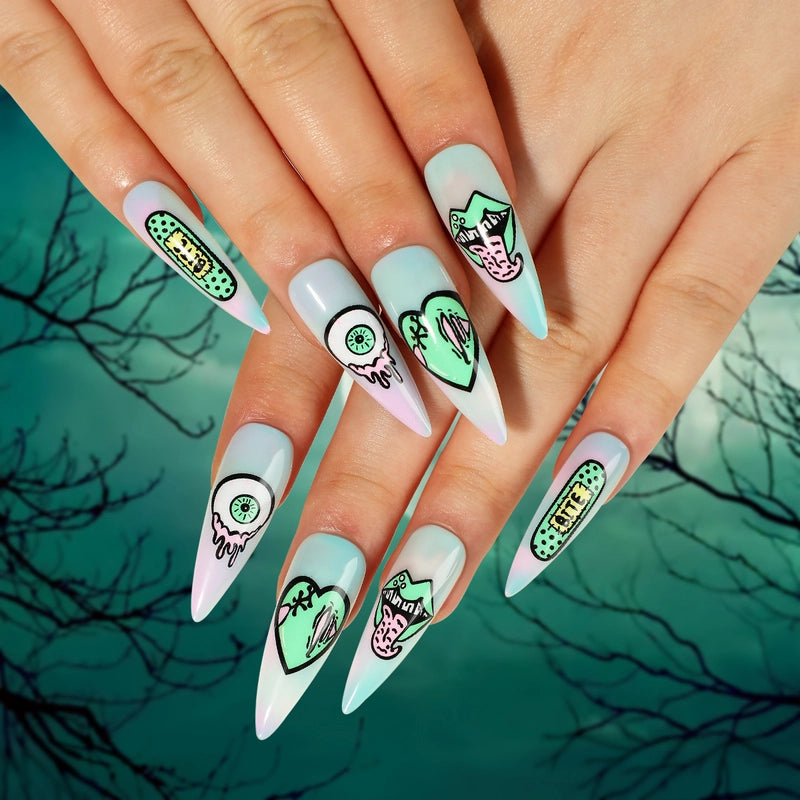 Halloween Cool Style Blood Stains Press-on Nails 1 Set